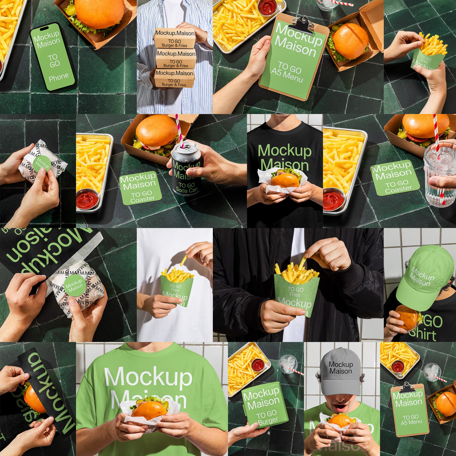 ToGo Burger and Fries Collection – 19 Mockups